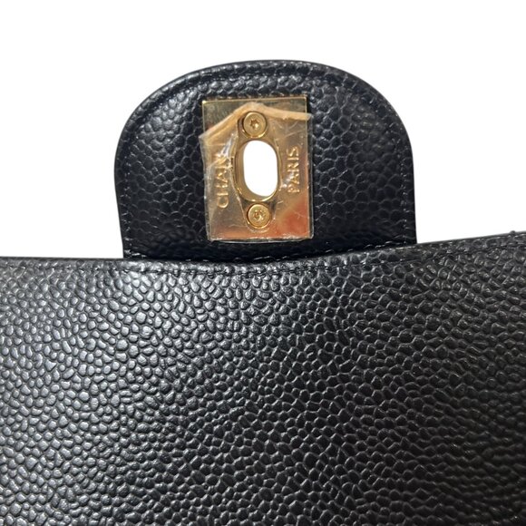 CHANEL Black Quilted Leather Caviar Double Flap Crossbody Timeless Bag Medium - Picture 10 of 15